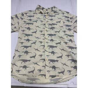 Super Massive Planet Galaxy Shirt Mens Medium Dinosaur Short Sleeve Button Down